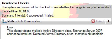 Exchange 2007 Cluster Adventures Readiness Check Failure